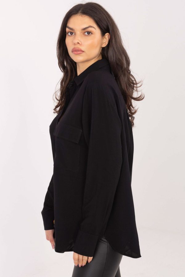 Black Long Sleeve Shirt in Shirts For Women with Viscose