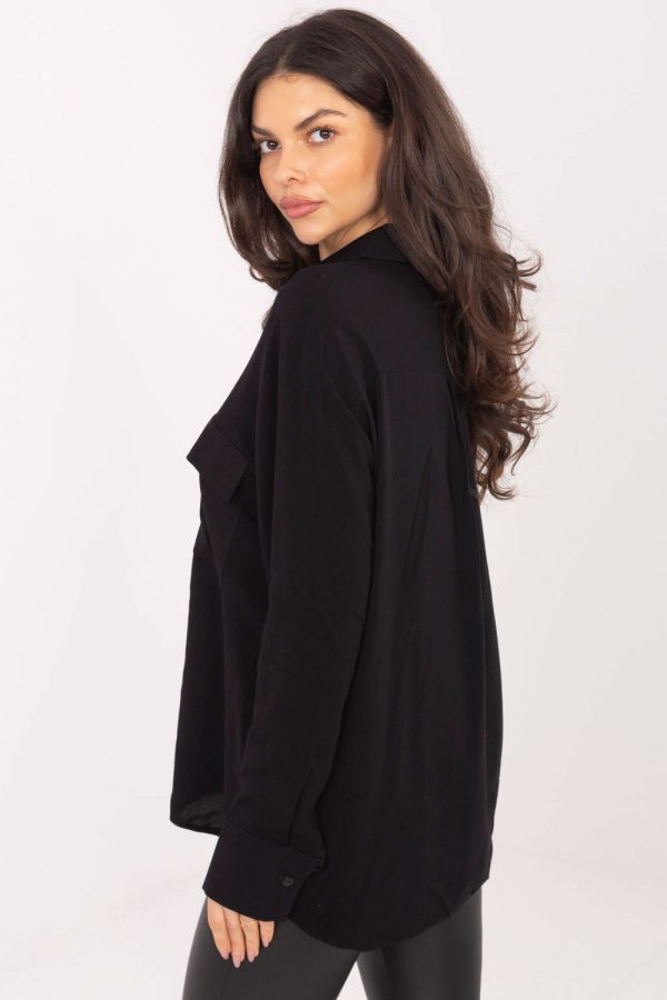 Black Long Sleeve Shirt in Shirts For Women with Viscose