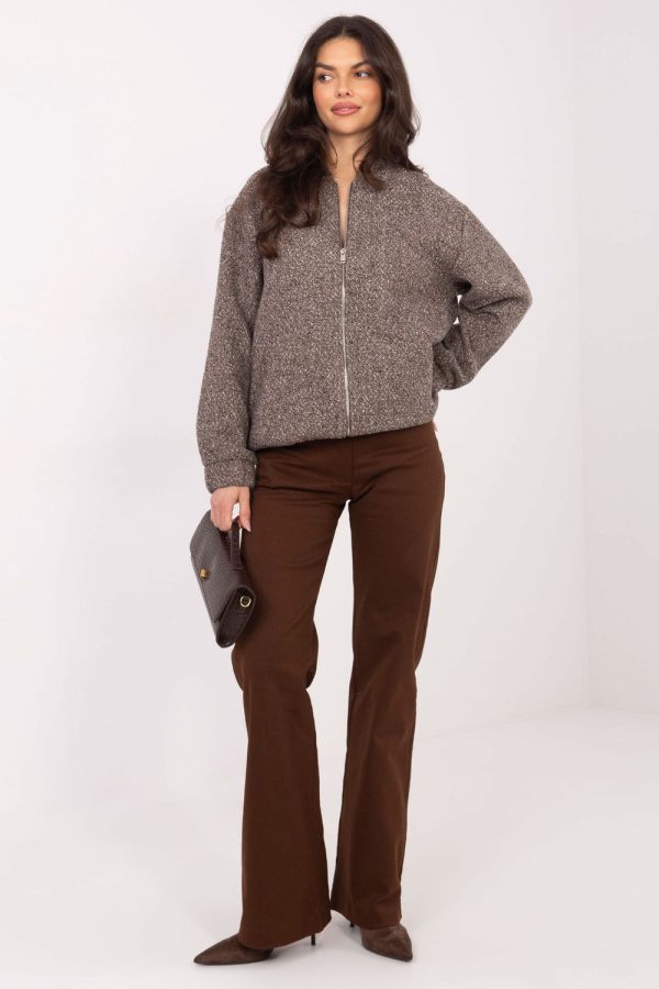 Beige Jacket in Women`s Coats, Jackets with Polyester and Wool