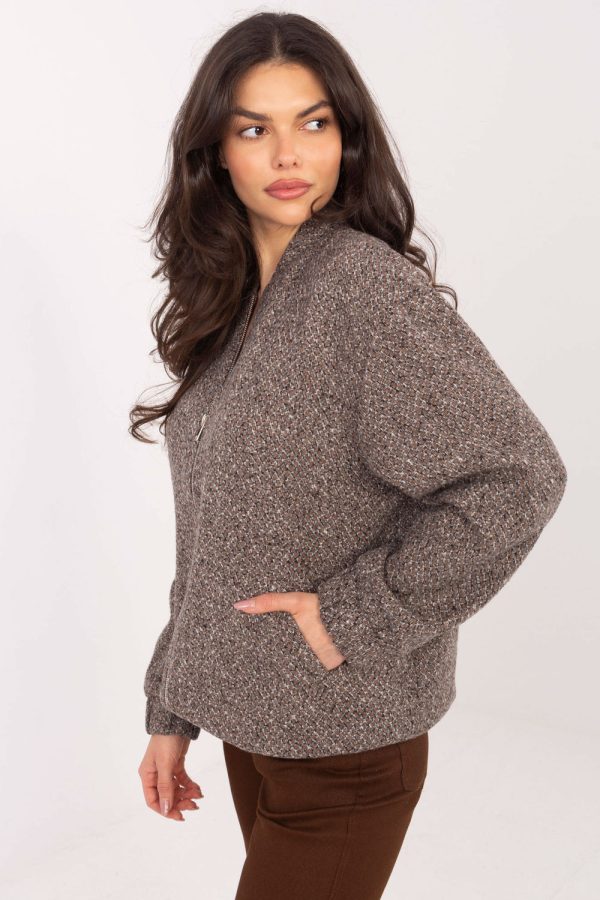 Beige Jacket in Women`s Coats, Jackets with Polyester and Wool