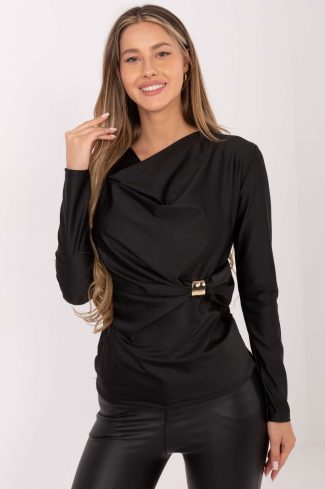 Black Blouse in Women`s Blouses, Tunics with Spandex and Polyester