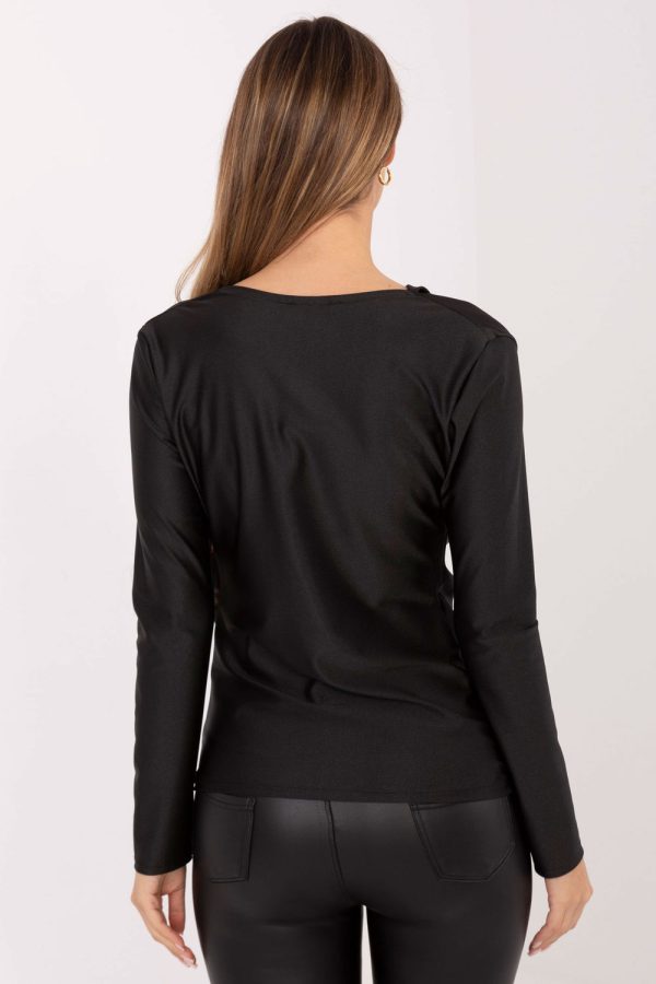 Black Blouse in Women`s Blouses, Tunics with Spandex and Polyester