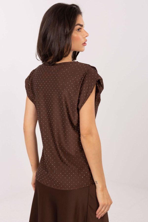 Brown Blouse in Women`s Blouses, Tunics with Spandex and Polyester