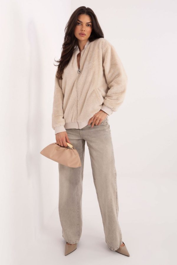 Beige Jacket in Women`s Coats, Jackets with Cotton and Nylon