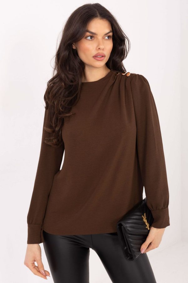 Brown Blouse in Women`s Blouses, Tunics with Viscose