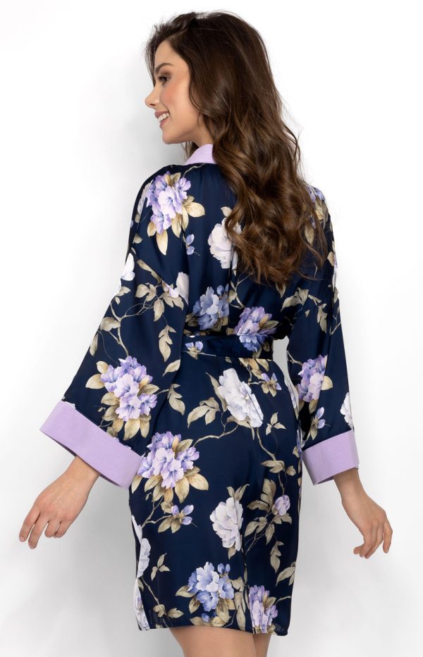 Navy Blue Bathrobe in Dressing Gowns, Bathrobes For Women with Polyester