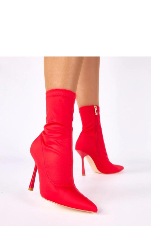 Red Heel Boots in Women`s Ankle Boots & Booties with Fabric, Footbed, Upper Height and Heel Height