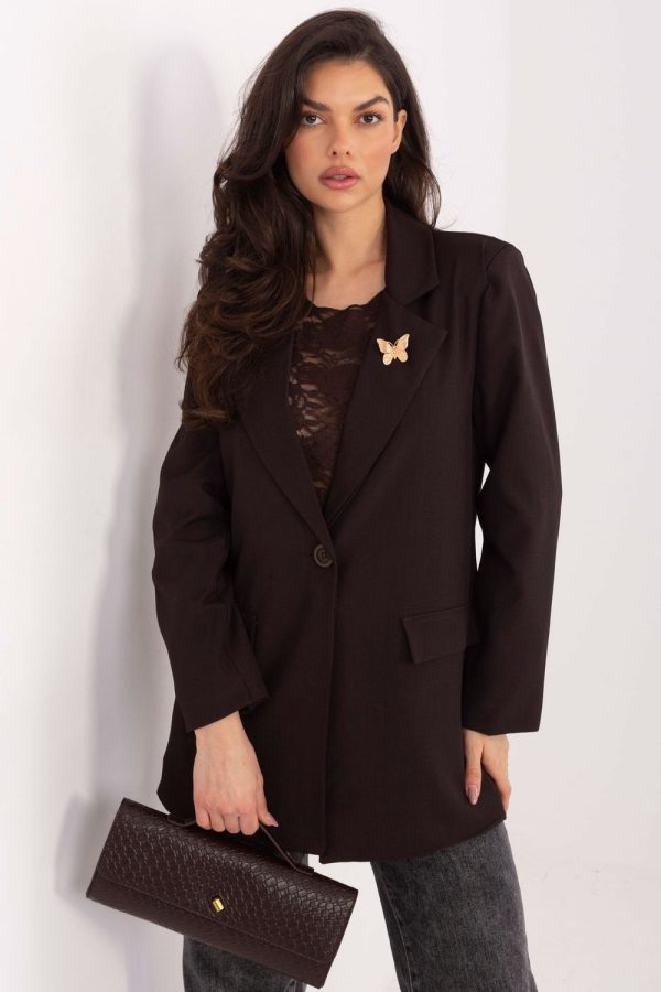 Brown Jacket in Jackets, Vests For Women with Spandex and Polyester