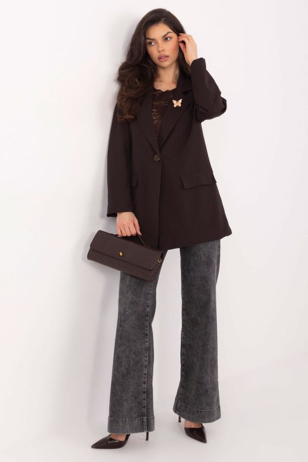 Brown Jacket in Jackets, Vests For Women with Spandex and Polyester