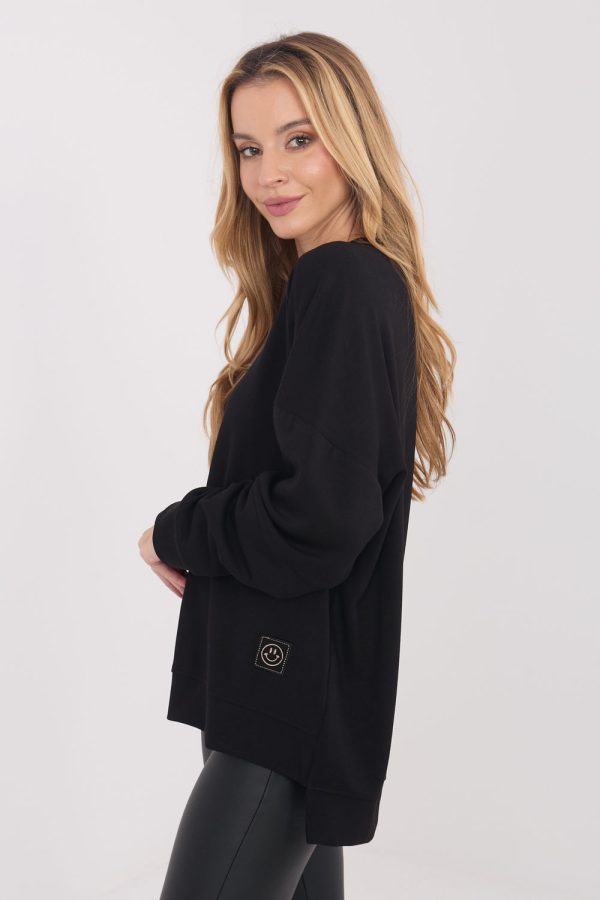 Black Sweatshirt in Sweatshirts For Women with Spandex and Viscose