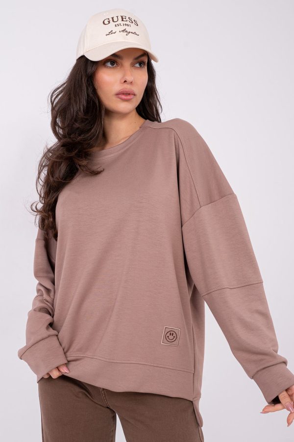 Beige Sweatshirt in Sweatshirts For Women with Spandex and Viscose