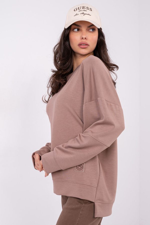 Beige Sweatshirt in Sweatshirts For Women with Spandex and Viscose