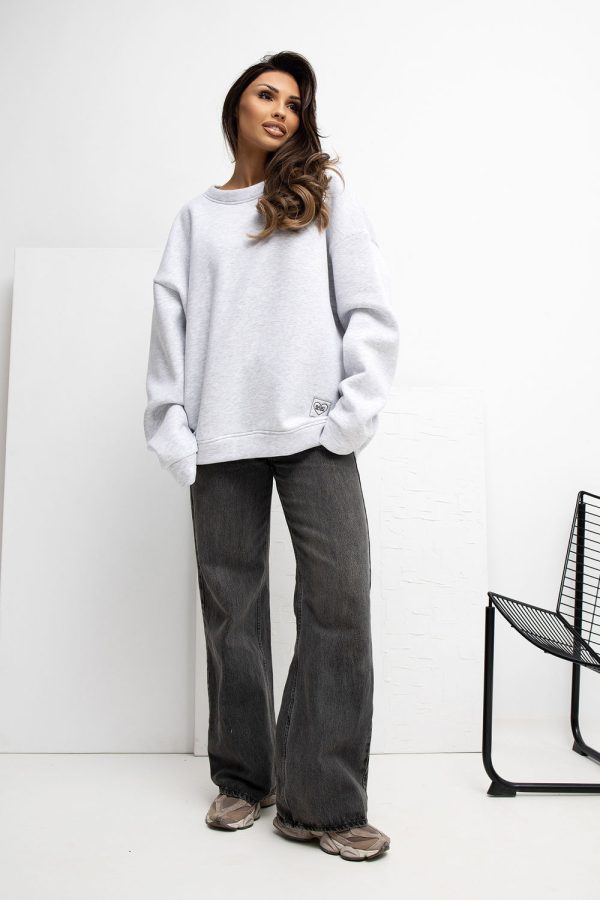 Grey Sweatshirt in Sweatshirts For Women with Cotton and Spandex