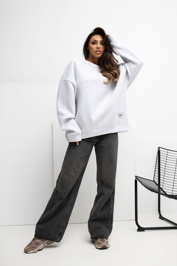 Grey Sweatshirt in Sweatshirts For Women with Cotton and Spandex