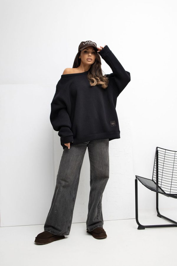 Black Sweatshirt in Sweatshirts For Women with Cotton and Spandex