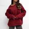 Red Sweatshirt in Sweatshirts For Women with Cotton and Spandex