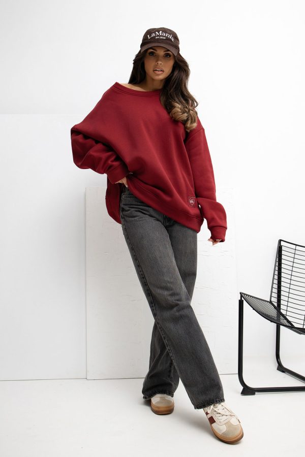 Red Sweatshirt in Sweatshirts For Women with Cotton and Spandex