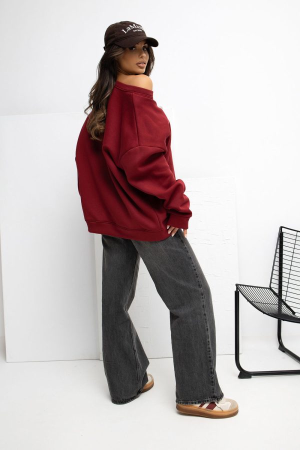 Red Sweatshirt in Sweatshirts For Women with Cotton and Spandex