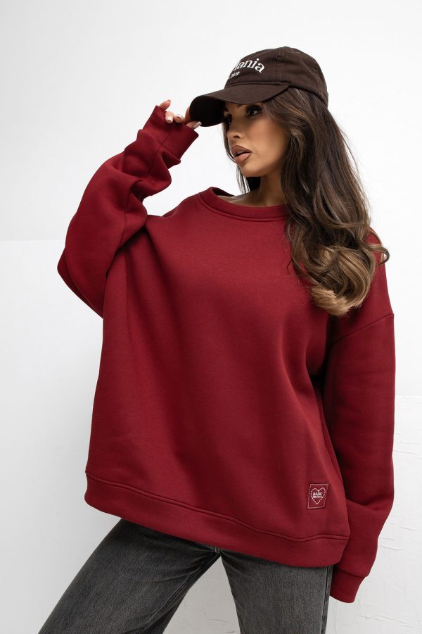 Red Sweatshirt in Sweatshirts For Women with Cotton and Spandex