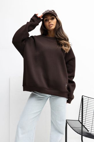 Brown Sweatshirt in Sweatshirts For Women with Cotton and Spandex