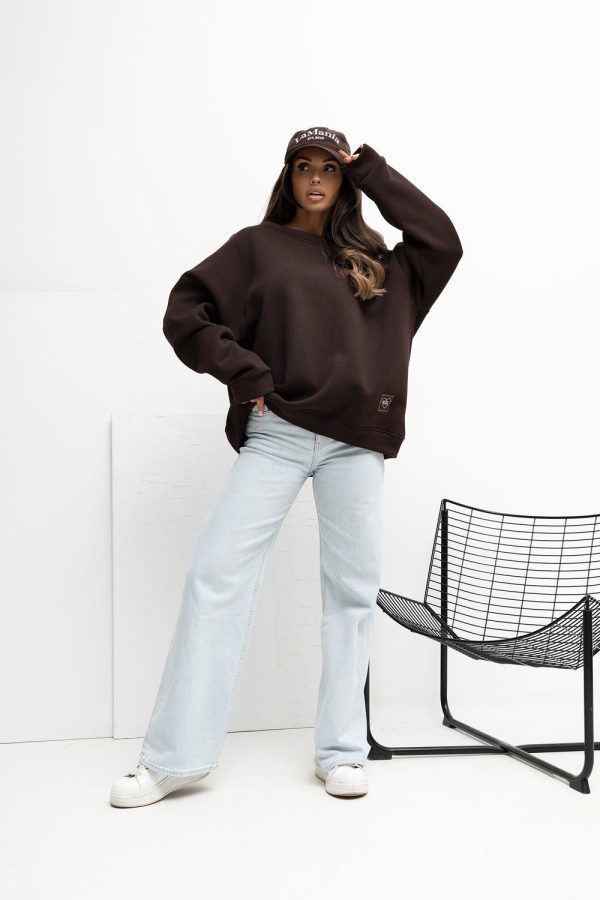 Brown Sweatshirt in Sweatshirts For Women with Cotton and Spandex