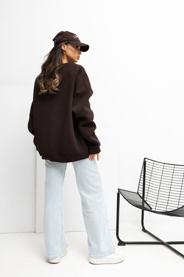 Brown Sweatshirt in Sweatshirts For Women with Cotton and Spandex