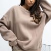 Beige Sweatshirt in Sweatshirts For Women with Cotton and Spandex