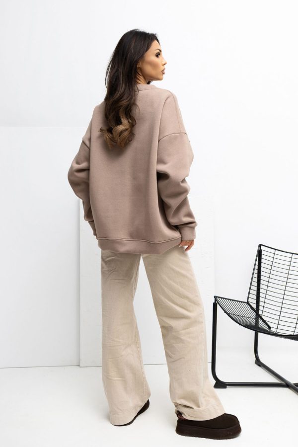 Beige Sweatshirt in Sweatshirts For Women with Cotton and Spandex
