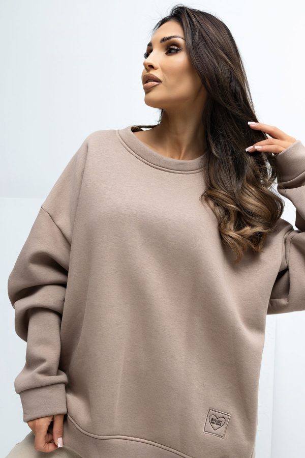 Beige Sweatshirt in Sweatshirts For Women with Cotton and Spandex