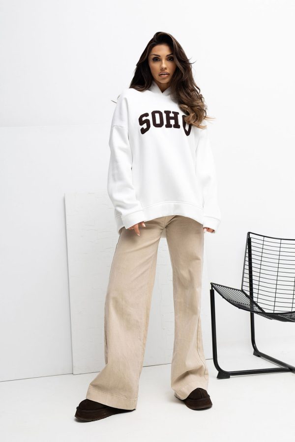 Beige Sweatshirt in Sweatshirts For Women with Cotton and Spandex