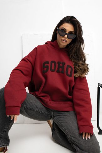 Red Sweatshirt in Sweatshirts For Women with Cotton and Spandex