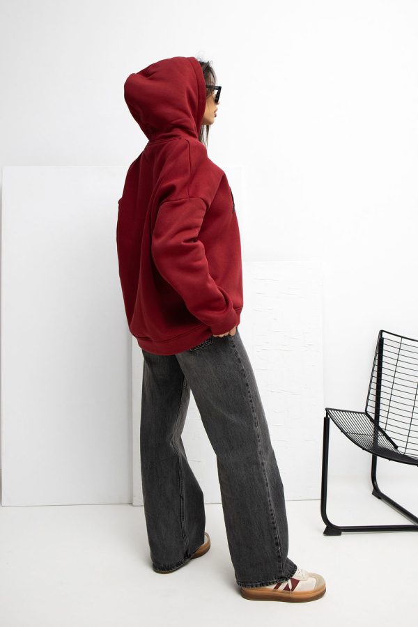 Red Sweatshirt in Sweatshirts For Women with Cotton and Spandex