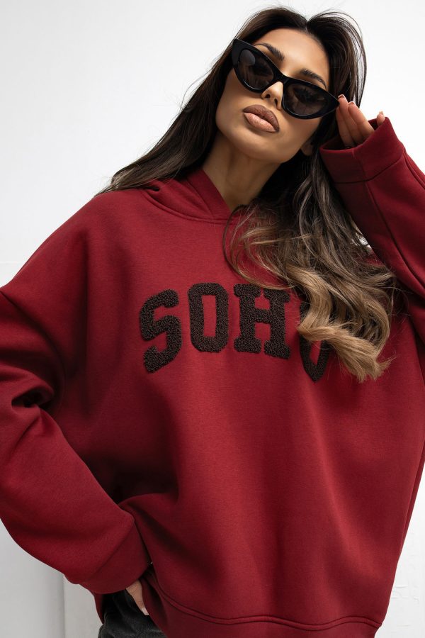 Red Sweatshirt in Sweatshirts For Women with Cotton and Spandex