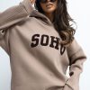 Beige Sweatshirt in Sweatshirts For Women with Cotton and Spandex