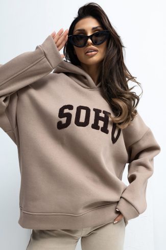 Beige Sweatshirt in Sweatshirts For Women with Cotton and Spandex