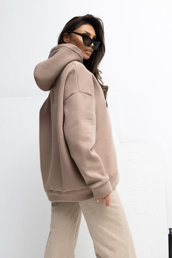 Beige Sweatshirt in Sweatshirts For Women with Cotton and Spandex