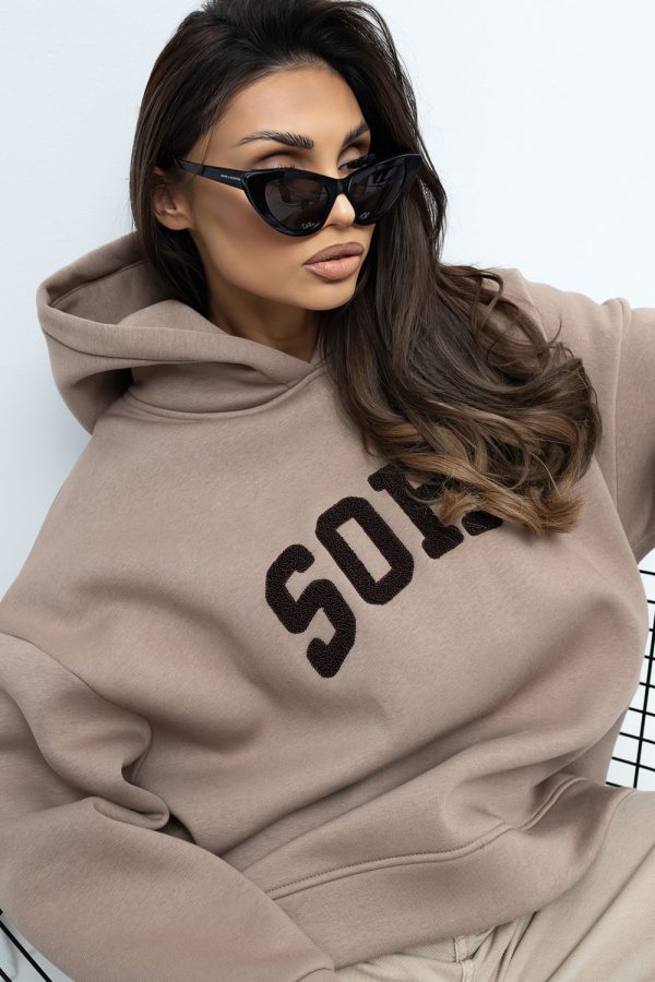 Beige Sweatshirt in Sweatshirts For Women with Cotton and Spandex