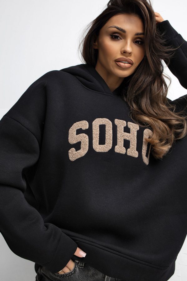 Black Sweatshirt in Sweatshirts For Women with Cotton and Spandex