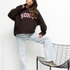 Brown Sweatshirt in Sweatshirts For Women with Cotton and Spandex