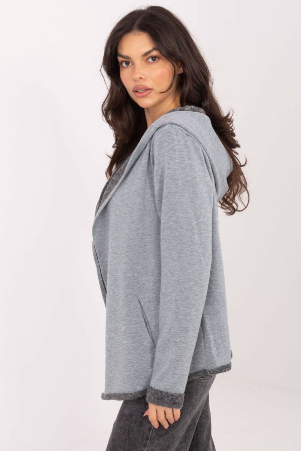 Grey Sweatshirt in Sweatshirts For Women with Spandex and Polyester