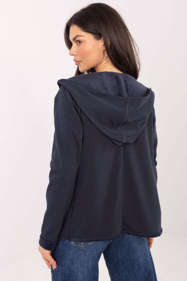 Navy Blue Sweatshirt in Sweatshirts For Women with Spandex and Polyester