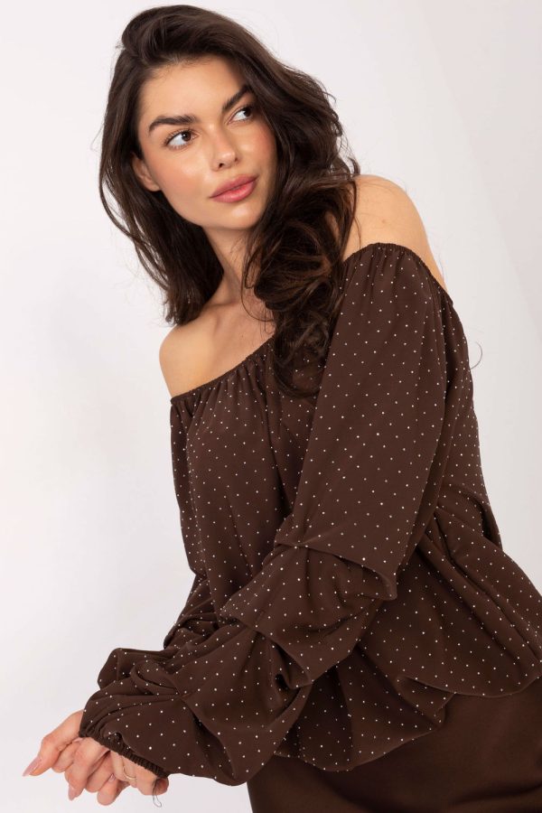 Brown Blouse in Women`s Blouses, Tunics with Viscose