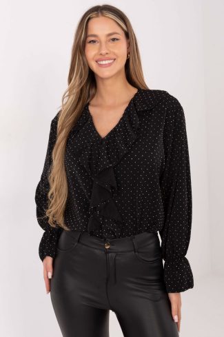 1109116 Black Blouse in Women`s Blouses, Tunics with Polyester and Viscose