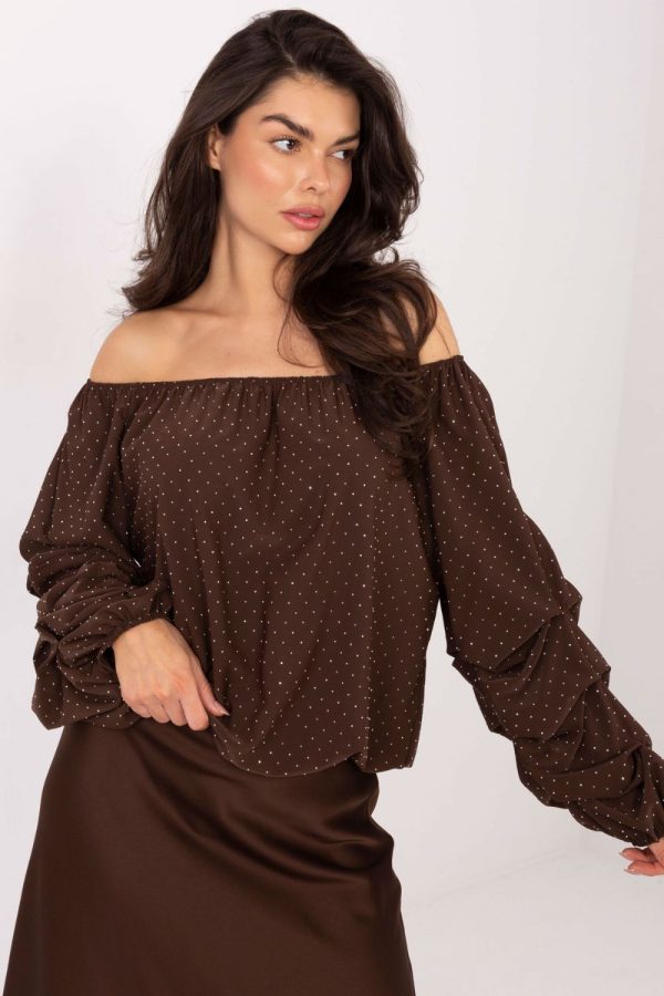 Brown Blouse in Women`s Blouses, Tunics with Viscose