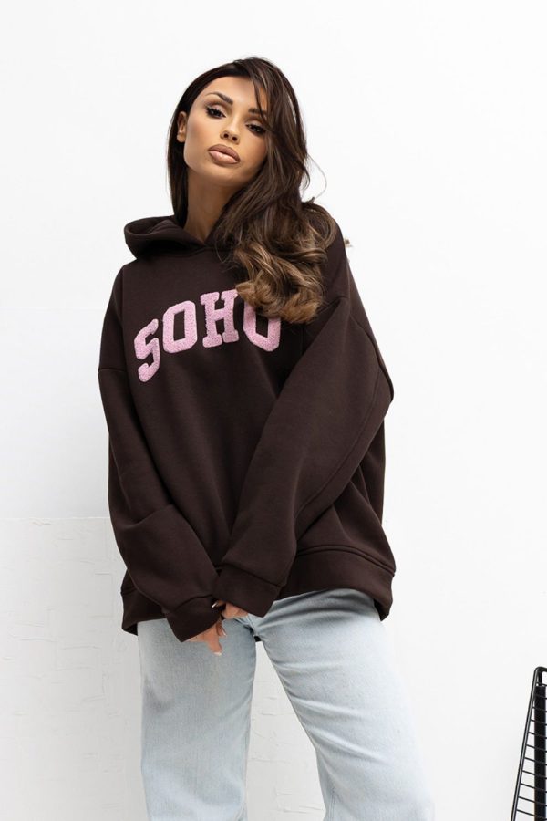 Brown Sweatshirt in Sweatshirts For Women with Cotton and Spandex