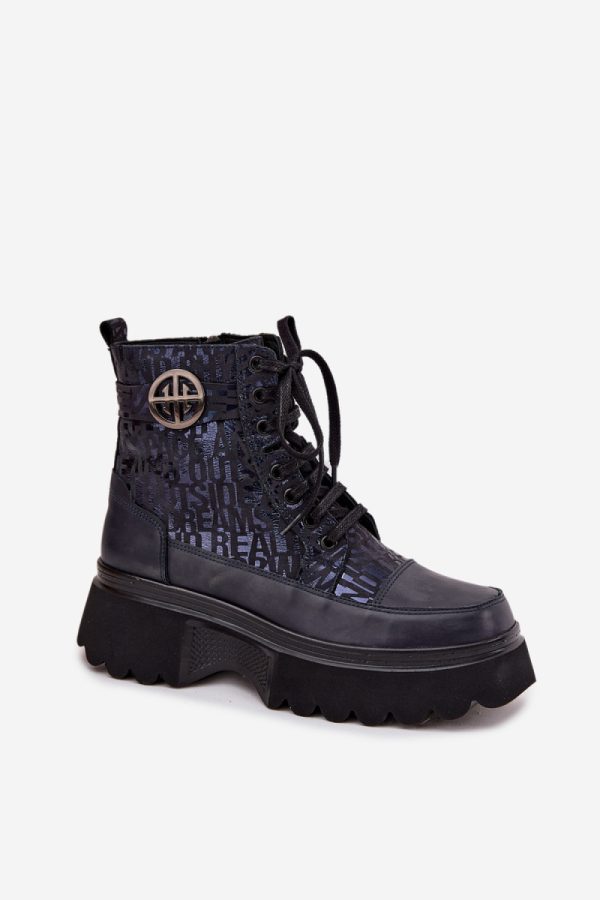 Navy Blue Platform Boots in Women`s Ankle Boots & Booties with Fabric, Warmers, Footbed, Upper Height and Platform Height