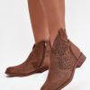 Brown Boots in Women`s Ankle Boots & Booties with Fabric, Footbed, Upper Height and Heel Height
