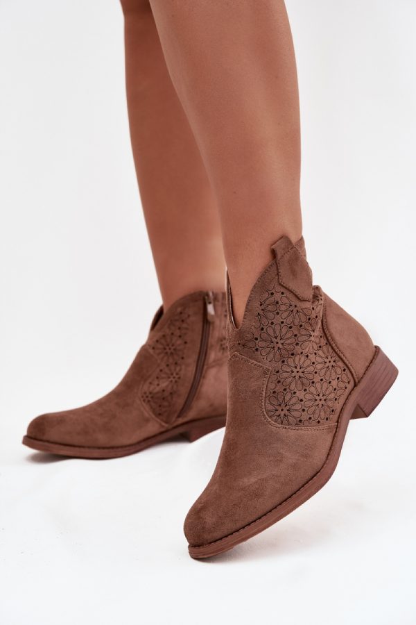 Brown Boots in Women`s Ankle Boots & Booties with Fabric, Footbed, Upper Height and Heel Height