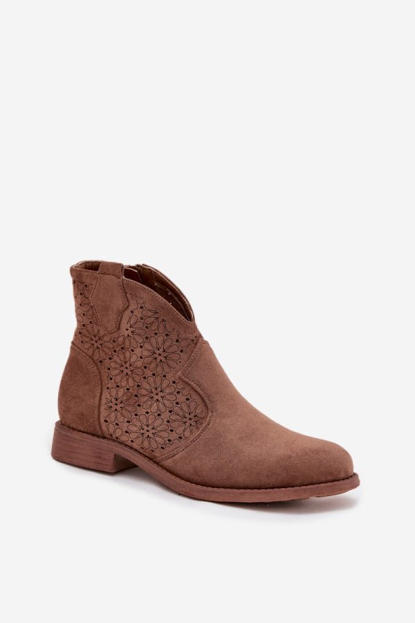 Brown Boots in Women`s Ankle Boots & Booties with Fabric, Footbed, Upper Height and Heel Height