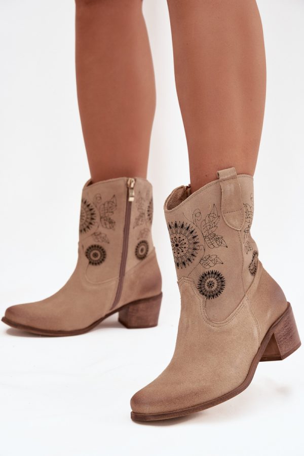beige Heel boots model 222961 Step in style